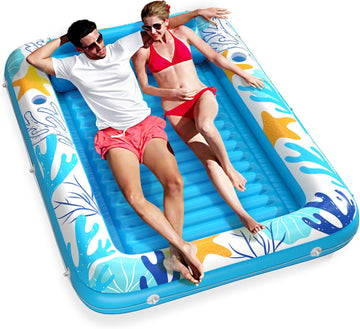 Inflatable Tanning Pool Lounger Float - Jasonwell 4 in 1 Sun Tan Tub Sunbathing Pool Lounge Raft Floatie Toys Water Filled Tanning Bed Mat Pad for Adult Blow Up Kiddie Pool Kids Ball Pit Pool (OB-XL) - Jasonwell